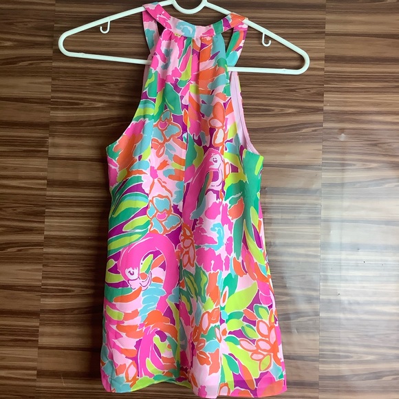 Lilly Pulitzer Lulu Flamingo Rogan Halter Top - Picture 3 of 5